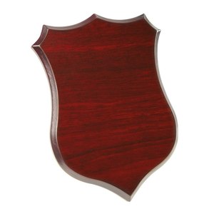Médaille trophée plaquée or en laiton CREST 180x250x15mm, motif bouclier en acajou, pour cadeaux promotionnels ou de bienvenue - Product Image 1
