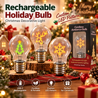 Ampoule LED rechargeable A70 en plastique prête à être expédiée, motif de Noël personnalisé, lumière décorative sans fil USB-C, emballage OEM, CE