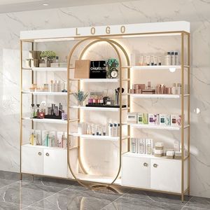 Professional Factory Supply Salon Furniture Display Stand for Hair Beauty Shop with <b>Light</b> Shiny Gold Nail Polish Display Shelf - Product Image 4