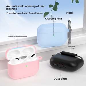 Étui de protection pour casque en silicone souple pour <span class=keywords><strong>AirPods</strong></span> 4 Pro2 Étui écologique compatible avec <span class=keywords><strong>AirPods</strong></span> <span class=keywords><strong>Pro</strong></span> 3 souple avec crochet - Product Image 2