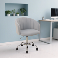 Fauteuil de bureau pivotant moderne en velours avec dossier ailé et structure en fer, hauteur réglable, idéal pour salon, chambre et maquillage