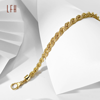 Bracelet en or véritable 18 carats Au750, chaîne torsadée classique, avec pendentif et breloque, vente en gros