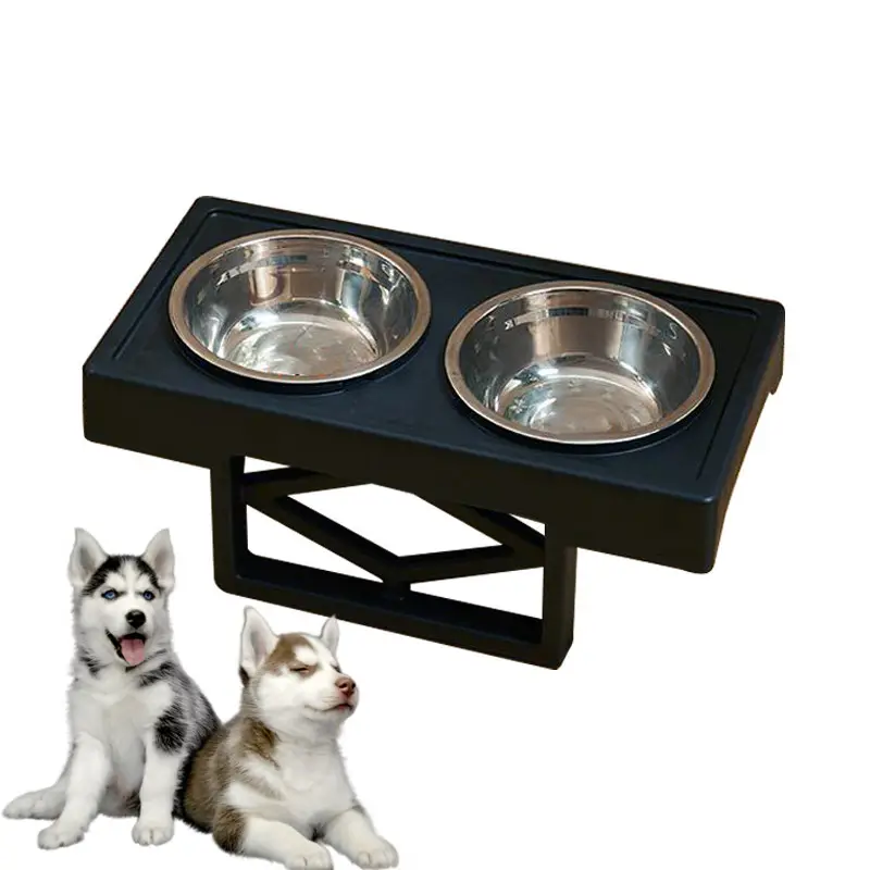 L48.5 * W25.2 * H20 काले ऊंचाई समायोज्य कस्टम लोगो collapible plasti कुत्ते खाद्य कटोरे कुत्तों के लिए कुत्ते यात्रा सेट