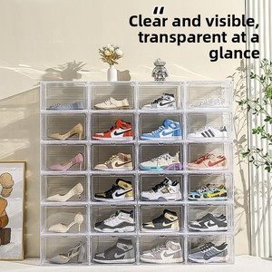 Organisateur de rangement pliable en plastique Henry Modern Square, support amovible, <span class=keywords><strong>double</strong></span> étagère à chaussures pliable pour la maison - Product Image 1