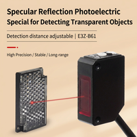 Capteur photoélectrique rétro-réfléchissant réglable, interrupteur de détection d'objets transparents, capteur optique LED rouge E3Z-B61