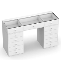 Table de maquillage de luxe moderne pour chambre à coucher avec miroir LED et tiroir, coiffeuse pour chambre