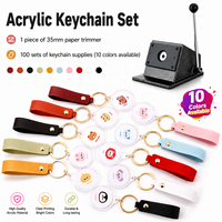 Accessoires pour porte-clés ronds, kit de fabrication de porte-clés en acrylique pour porte-clés personnalisés avec photo, machines à fabriquer des boutons ronds de 35 mm
