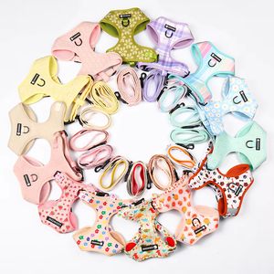 <strong>2026</strong> Adjustable Polyester Dog Harness Leash <strong>Collar</strong> Set Breathable Neoprene Custom Pattern LOGO No Pull <strong>Pet</strong> Training Dog Harness - Product Image 1