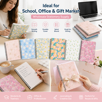 Carnet à spirale personnalisé, couverture florale rose Ginkgo, 6 motifs assortis, pages lignées, personnalisation de marque, OEM, ODM, commande en gros