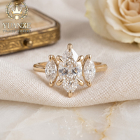 Vente en gros d'anneaux en argent S925 plaqués or 18 carats avec trois pierres en moissanite, pour femmes, fiançailles, mariage, bijoux fins