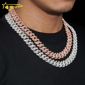 Hip Hop joyería diseño caliente rapero collar 925 plata esterlina 15MM Rosy VVS moissanite cadena de eslabones cubanos - Product Image 2