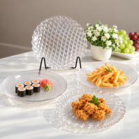 Assiette à dîner en verre pressé personnalisée de 10,6 pouces, 36 motifs disponibles, plat rond pour servir des desserts pour les mariages et la restauration