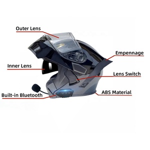 Chất lượng cao ABS xe máy xách tay mở mặt capacete Para Moto <span class=keywords><strong>Bluetooth</strong></span> xe máy Phụ kiện tai nạn Retro Mũ bảo hiểm Mũ bảo hiểm - Product Image 3