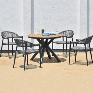 Chaises <span class=keywords><strong>en</strong></span> osier pour balcon extérieur, hôtel, cour, jardin, véranda, terrasse, tables et chaises décontractées de style nordique, ensemble de jardin pour café - Product Image 2