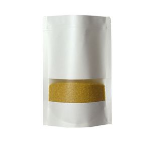 Sachet Doypack en papier kraft blanc épaissi personnalisé avec fenêtre transparente et fermeture zip hermétique pour l'emballage de thé et de snacks - Vente en gros - Product Image 3