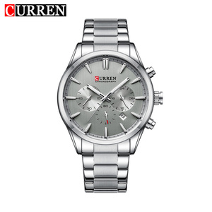 Montre CURREN 8446 pour homme, sport, quartz, alliage, acier inoxydable, calendrier, chronographe, grand cadran, étanche, mode, style antique, dessin animé - Product Image 1