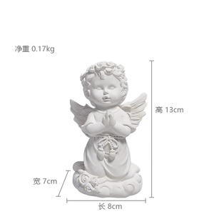 Résine rétro blanc agenouillé ange priant <span class=keywords><strong>avec</strong></span> des ailes nordique maison salon porche ange - Product Image 5