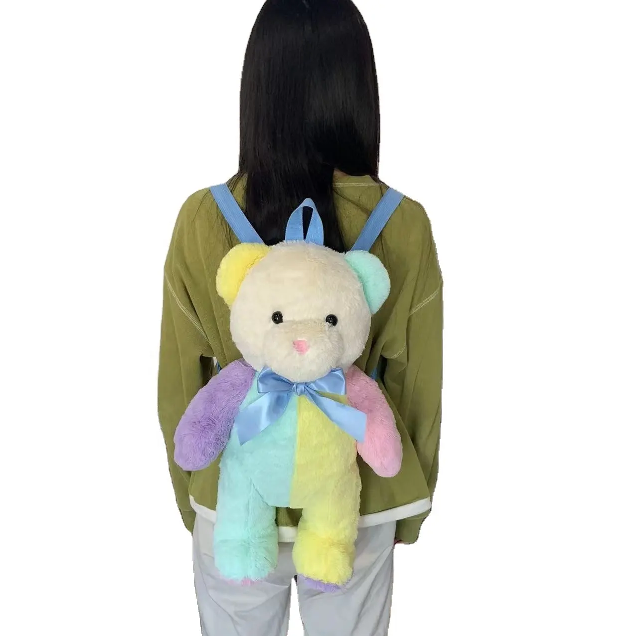 Custom make stuffed animal plush backpack cute school custom plush toy bag for kids
