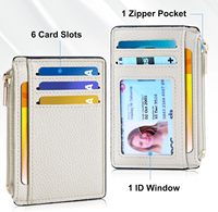 Portefeuille fin et compact pour femmes, avec fenêtre d'identification, couleur crème, blocage RFID, minimaliste, pour poche avant, porte-cartes de crédit