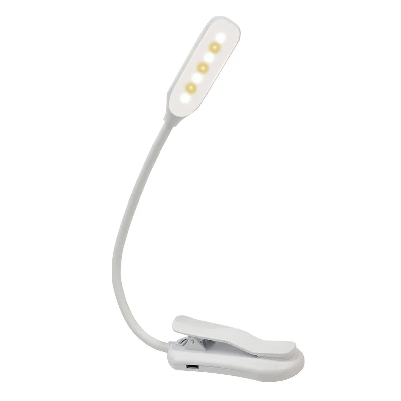 Clip on Folding Smart Rechargeable USB Reading led book light warm white 3 colors light reading clip lamp 3000-6000k