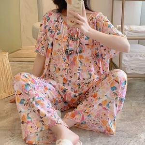 Stampa alla moda pantaloni lunghi a manica corta in stile morbido e comodo in Rayon 2 pezzi pigiami in bambù <span class=keywords><strong>viscosa</strong></span> da esterno - Product Image 6