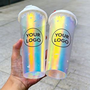 Vaso de Plástico Desechable de 360ml-700ml con Tapa y Adhesivo Interior Personalizado con Logotipo, para Té con Leche, Café y Otras Bebidas - Product Image 1