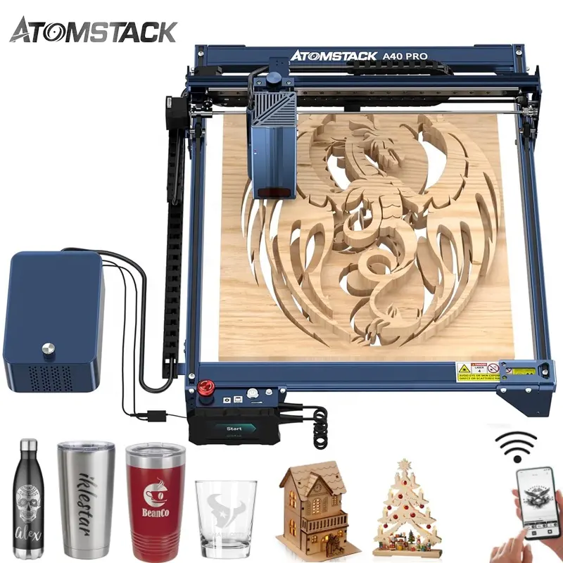 ATOMSTACK A40 S40 X40 Pro 210W CNC lazer makinesi yüksek performanslı ahşap akrilik tedavi Metal lazer kesim makineleri