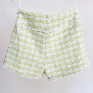 H3271 Shorts en tweed en tissu <span class=keywords><strong>pied</strong></span>-<span class=keywords><strong>de</strong></span>-<span class=keywords><strong>poule</strong></span> élégants et classiques <span class=keywords><strong>de</strong></span> haute qualité pour femmes - Product Image 4