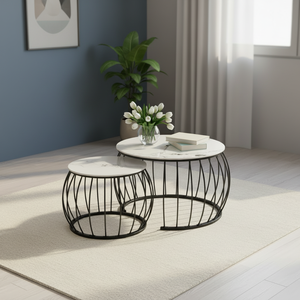 Mesa de Centro Moderna de 2 Niveles con Tapa de Vidrio Templado, Estante de Ratán de <span class=keywords><strong>PVC</strong></span> y Patas de Metal para Sala de Estar - Product Image 2