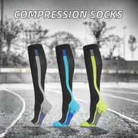Chaussettes de compression unisexes en polyamide de haute qualité, fantaisie, 20-30 mmHg, tricotées pour l'automne, sportives, anti-humidité, pour la course et les infirmières