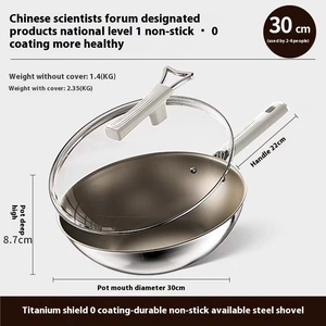 New dày thép không gỉ Titan Chảo đôi xử lý không tráng chống dính hộ gia đình chảo thủy tinh nắp Bếp cảm ứng - Product Image 6