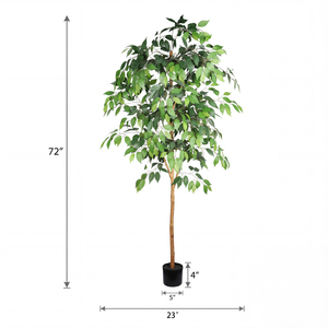 <b>Artificial</b> Ficus <b>Tree</b> 6FT Natural Trunk Black Pot Indoor Home Office Decor - Product Image 4