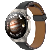 Kingsmax 20mm 22mm Bracelet de montre en cuir de luxe véritable pour Huawei Watch 4 Bracelet de sport + Bracelets de remplacement à boucle en D magnétique