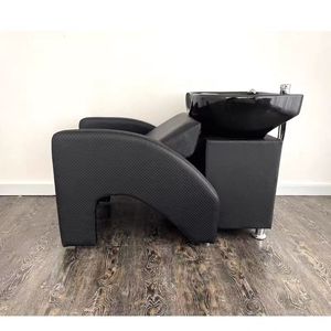 Lit de lavage de cheveux semi-allongé, style assis, avec bac en céramique, petit lit de lavage pour salon de coiffure, spécial - Product Image 6