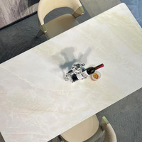 Table à manger rectangulaire de luxe en marbre naturel GREEN NATURE Milan White Jade, design minimaliste italien haut de gamme Royal Dali pour 6 personnes