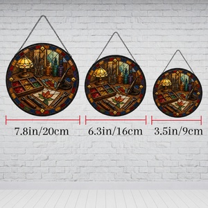 Attrape-soleil en vitrail, panneau de fenêtre pour atelier de création, décoration suspendue, ornement artistique en verre arc-en-ciel - Product Image 5