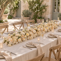 Grand centre de table artificiel en soie ivoire pour mariage, personnalisable pour événements et fêtes élégantes