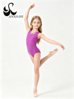 Justaucorps de gymnastique sans manches à bretelles croisées sur le devant pour filles, en Spandex et Nylon, taille élastique, tenue de danse d'entraînement, OEM pour enfants