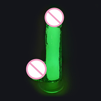 Kovida Wholesale g Spot a Spot Massage Fluorescence Lesbian Dual Transparent Dildo Glow in the Dark