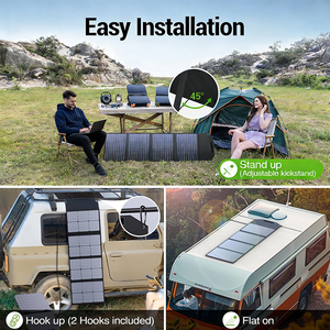 Panel Solar Plegable de 120W, Impermeable IP68, con Soporte Ajustable, Salida USB Tipo-C y DC, Cargador Portátil para Camping y Estaciones de Energía - Product Image 4
