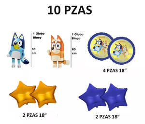 Set de 9 Piezas de Globos de Película de Aluminio <span class=keywords><strong>con</strong></span> Número para Fiesta, Diseño Adorable de Dibujos Animados <span class=keywords><strong>Bluey</strong></span> y <span class=keywords><strong>Bingo</strong></span>, Temática de Animación de Familia de Perro Azul y Profesora - Product Image 5
