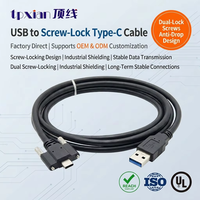Kabel USB 3.0 Tipe-C Male ke USB-A Male Kustom OEM untuk Industri, Bersertifikasi UL2725 dengan Sekrup Pemasangan Panel