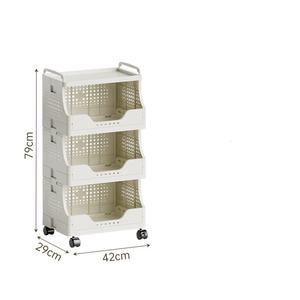 OWNSWING <span class=keywords><strong>Panier</strong></span> de rangement empilable en plastique <span class=keywords><strong>Panier</strong></span> <span class=keywords><strong>à</strong></span> <span class=keywords><strong>linge</strong></span> avec roues Bacs de rangement empilables ouverts <span class=keywords><strong>à</strong></span> l'avant - Product Image 5