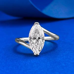 Desainer Merek Terkenal wanita 925 perak Sterling Marquise 6*12mm 5A cincin zirkonia pertunangan pernikahan Iced Out perhiasan cincin - Product Image 5