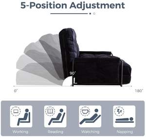 أريكة استرخاء قابلة للطي بخمس وضعيات مع وسادة، سرير أرضي قابل للتعديل للمنزل بسعر مخفض - Product Image 3