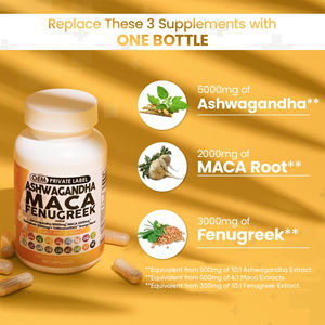 Oem Ashwagandha Maca Wortelcapsule Voor Mannen Vrouwen Allemaal In Één Biologische Zwarte Fenegriekzaden Extract <span class=keywords><strong>Capsules</strong></span> - Product Image 2