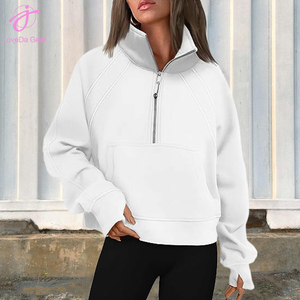 Loveda Custom Logo Hoodie Vendors Hot Selling <strong>Women</strong> <strong>Half</strong> <strong>Zip</strong> Cropped Stand Collar Thumb Hole Fleece <strong>Sweatshirt</strong> - Product Image 6