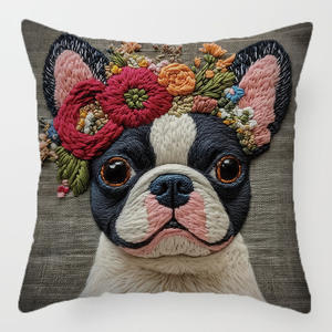 Funda de Cojín Bordada en 3D con Diseño de Plantas, Flores y Aves, Funda de Almohada Decorativa con Impresión Digital Colorida - Product Image 5