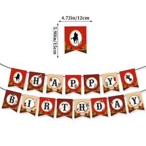 Wild West <span class=keywords><strong>Cowboy</strong></span> tema cumpleaños fiesta decoración Feliz cumpleaños bandera pastel Plugin globo tarjeta conjunto al por mayor - Product Image 2