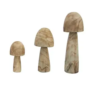 Handmade Fall Decor Wooden Small Mushrooms Natural Tabletop Ornaments Mushroom Garden Decorations